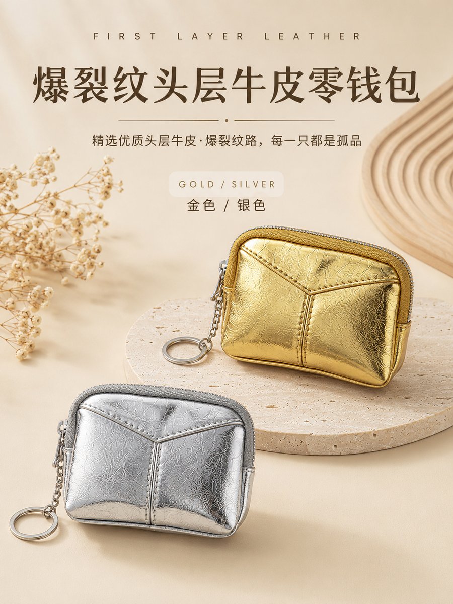 BAG B03 爆裂纹头层牛皮零钱包
